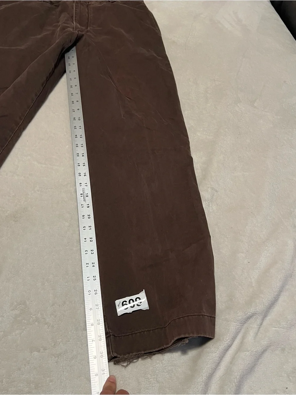 Vtg J.Crew Men Straight Leg Flat Front Frayed Hem Chino Pants Brown Sz 34x32